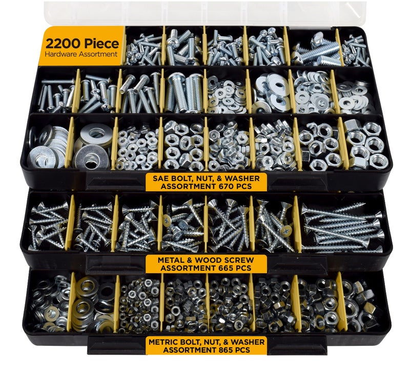 Jackson Palmer 2201 Piece Hardware Assortment Kit with Screws, Nuts, Bolts & Washers (3 Trays) - Image 2